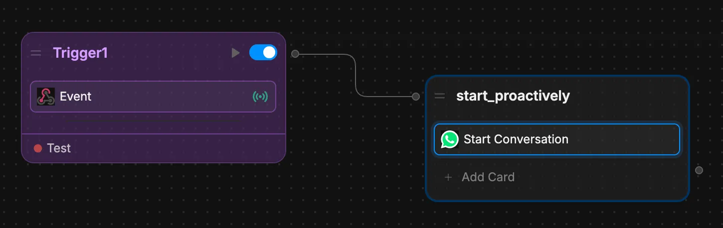 Add Start Conversation Card to node